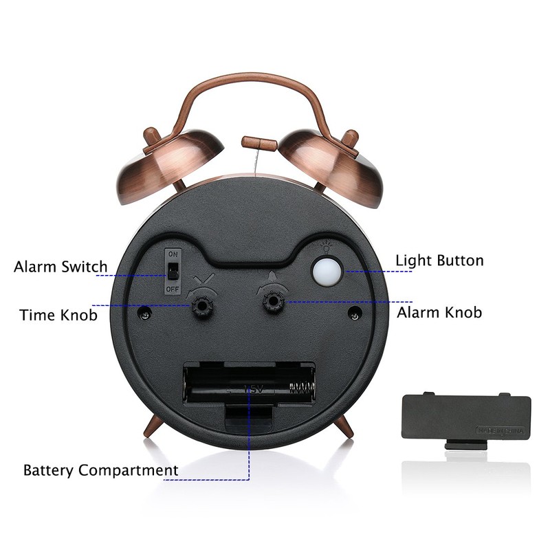 Peakeep Loud Analog Alarm Clock for Heavy Sleepers, Vintage 4-Inch