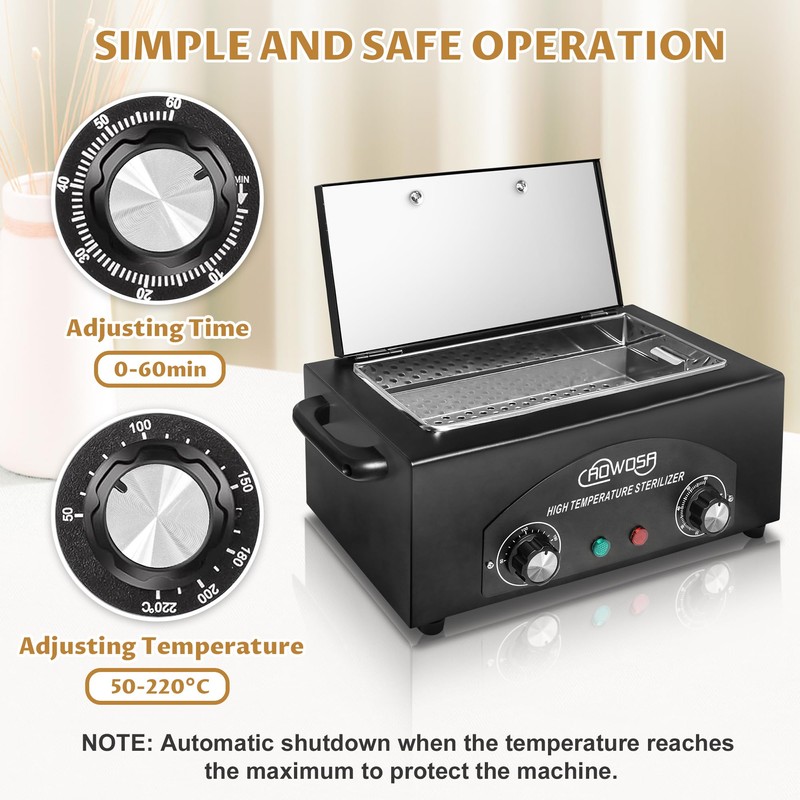 High Temperature Metal Tool Cleaning Box, 2L Dry Heat Cabinet