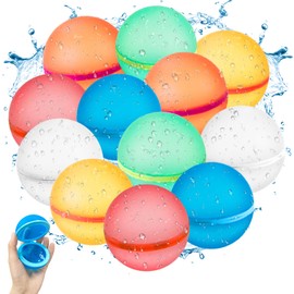 12 Pcs Reusable Magnetic Water Balloons for Kids and Adults Colorful Quick Fill Self Sealing Silicone Water Balls for Summer Outdoor Pool Beach Games and Party Fun Wrapped