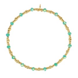 KELITCH Boho Crystal Beach Bracelets Golden Beads Stretch Bracelets Beautiful Jewellery For Women, Crystal