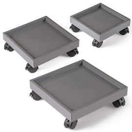 Skelang Square Plant Caddy, Wheeled Planter Trays, ABS Plant Pallet, Heavy Duty Plant Dolly Saucer for Moving Potted Planter, Deck Flower Plants, Set of 3