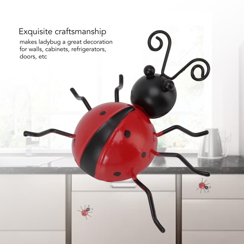 4Pcs Ladybug Wall Decoration Iron Ladybug with Black Spots Ladybug