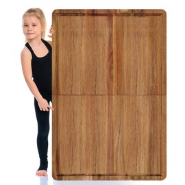 24 x 16 Inch Large Acacia Cutting Board for Kitchen Foldable Charcuterie Board Cheese Platter Serving Tray Food Prep and Serving Platter with Functional Groove for Meat Cheese Appetizers