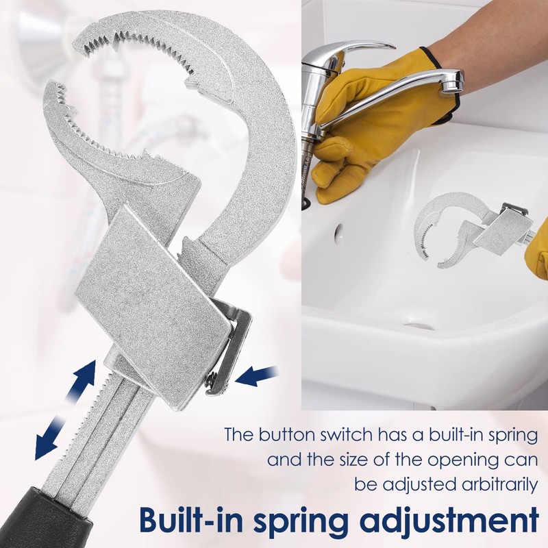 4-in-1 Multifunctional Faucet Wrench Adjustable Double-Ended Water Pipe Spanner with