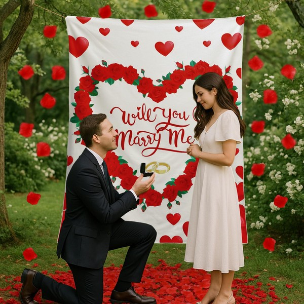 Dunzy Proposal Blanket and 2, 000 Artificial Rose Petals 60