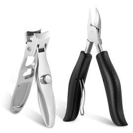 Diboniur Nail Clippers Set, 2 Pieces Nail Clippers Made of Stainless Steel, Sharp Nail Clippers Toenails for Thick & Ingrown Toenails, Fingernail Clippers with Soft Grip for Men and Women