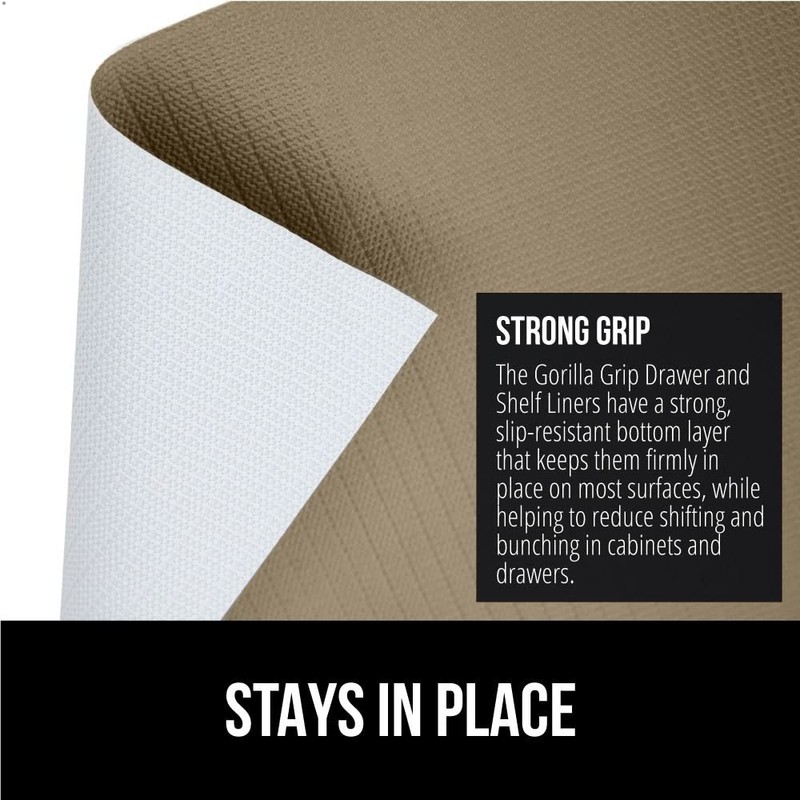 GORILLA GRIP DripGuard Shelf Liner, Non-Adhesive Drawer and Kitchen Cabinet