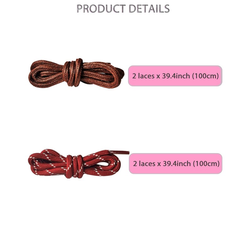 4 Pairs Shoe Laces for Miu Miu Sneaker, Brown Waxed