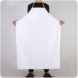 aotuo0608 Waterproof Rubber Vinyl Apron 40 Inch Chef Aprons for Women Men Heavy Duty Work Apron for Dishwashing Chemical Lab Butcher Grooming (White)