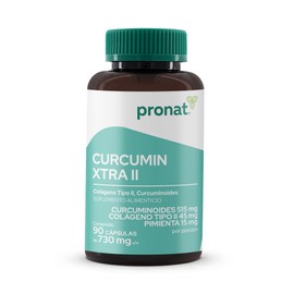 PRONAT  Curcumin Xtra II, Suplemento Alimenticio, con Colgeno Tipo II, y Curcuminoides y Pimienta, 90 Cpsulas de 730 mg                               