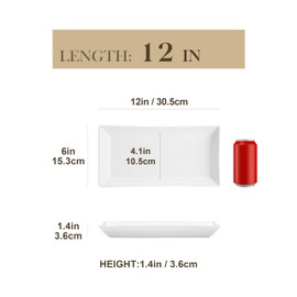 MALACASA Serving Platters, 12 Inch Porcelain Serving Trays for Party, Rectangular White Serving Platters and Trays, Large Trays for Serving Food and Sushi, Set of 4