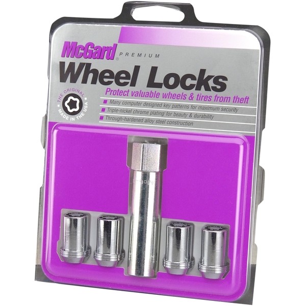 MCGARD 25257 Chrome Tuner Style Cone Seat Wheel Locks (M12 x 1.5 Thread Size) - Set of 4