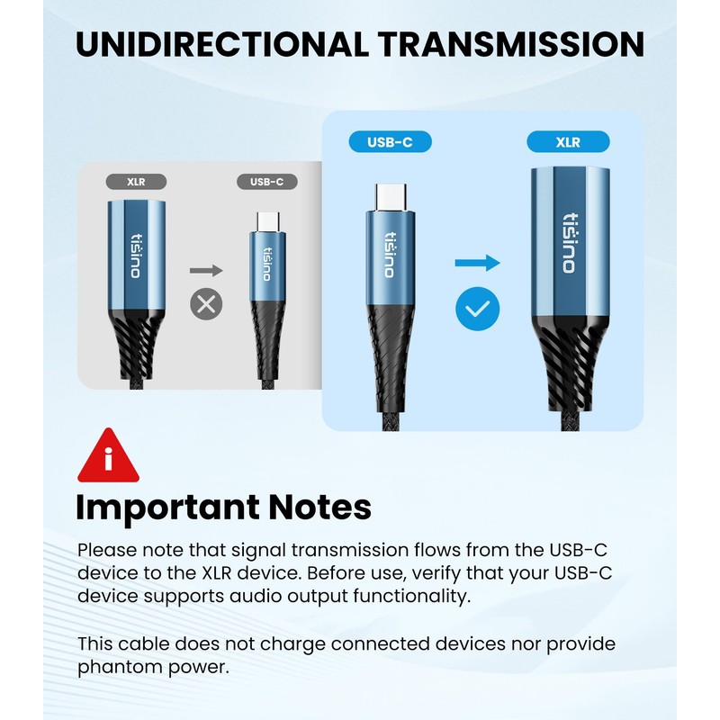 Tisino Male XLR to USB C Audio Output Cable, 32bit/384kHz,