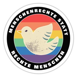 Spreadshirt Human Rights Instead of Rights People Colourful Dove Stickers, Max. 10 x 10 cm, 10 x 10 cm, Matt White