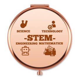 Stem Teacher Gift for Women Compact Makeup Mirror Science Technology Engineering Mathematics Mini Pocket Folding Double Sided Mirror Stem Gifts for Math Lover Educator Students Instructor