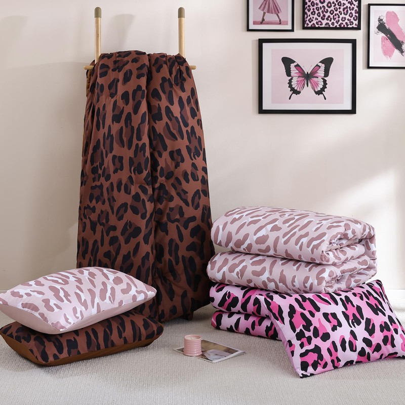 JANZAA Cheetah & Leopard Print Comforter Set Queen Size -