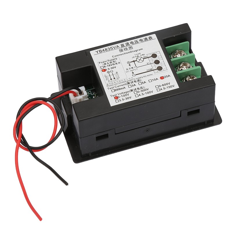 YB4835VA DC0~100V 20A Dual Display Integrated Voltage Ampere Meter