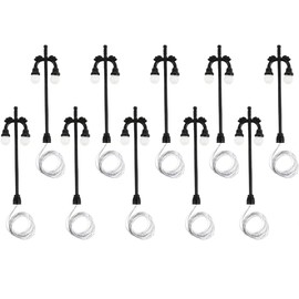 Tiardey 10pcs Double Head Lamp Model Railway Train/Road Lamp Post Street Light - Warm Lights
