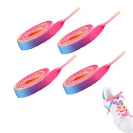 4 Stück Regenbogen Schnürsenkel Bunt Für Sneaker,Bunte Schnürsenkel kinder,Schuhbänder Ohne Binden,Shoe Laces,Regenbogen Farbverlauf Elastische schnürsenkel mit Gummi & BaumwollefürSneaker,Sporschuhe