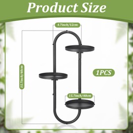 Sliner 3 Tier Rotating Window Plant Shelves Metal Plant Hanger with Hanging Hooks Black Window Shelf Stand for Multiple Plants Indoor Living Room Home Decor