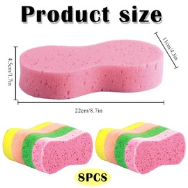 8 Pack Car Sponge, Jumbo Car Wash Sponges for Washing, Non-Scratch Cleaning Sponge for Vehicles, Large Honeycomb Design Sponges for Car Cleaning (22x11x4.5cm, Random Colors)