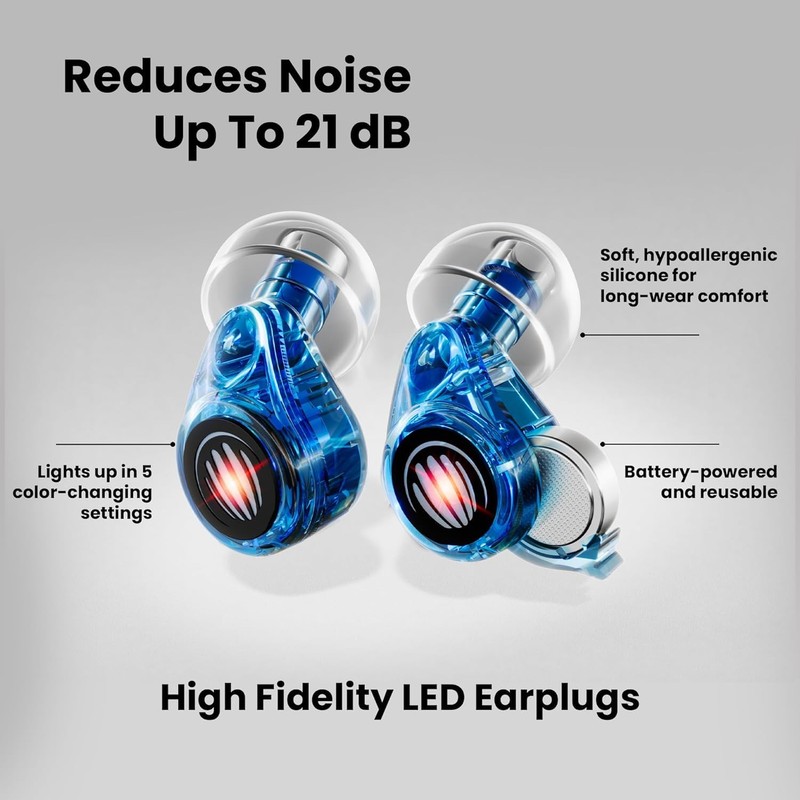 Eargasm High Fidelity Ear Lights for Concerts Musicians Motorcycles Noise
