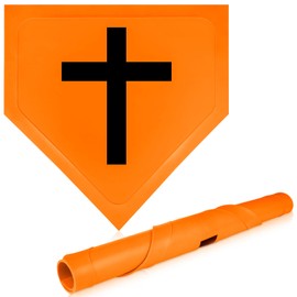 Eyourlife Baseball Home Plate Baseball Bases Pitching & Hitting Practice Mat for Field Softball Strike Zone Kickball Backyard Training Outdoor for Grass Adult Players & Coaches 16.3" Rubber (Orange)