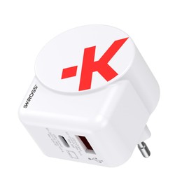 SKROSS - Euro USB Charger AC65PD Con Cavo USB C - Caricatore da Muro 2 USB Power Delivery Utilizzo in Europe - 65 W - Cavo USB-C da 160 cm Incluso - Tecnologia GaN