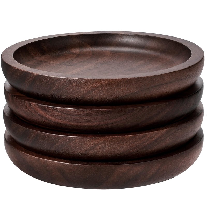 MAPRIAL Wood Coasters Set of 4 with Holder, 4 Inch