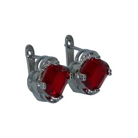 Natural Garnet Earring Ring Pendant Set - Rustic Garden Style Jewelry for Women, White Copper with Artificial Crystal