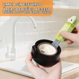 Juego de cepillos de limpieza de huecos de tapa 3 en 1, cepillo para polvo de limpieza multifuncional para botellas, limpiador de huecos de tapa de taza de silicona, herramientas de limpieza de