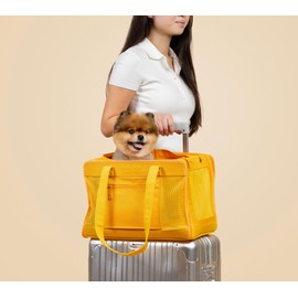 Fashionable Travel Pet Carrier for Small Dogs and Cats by Oskar&Friends | Airline Approved Small Dog Carrier | Puppy Carrier | Soft Sided Cat Carrier| Lightweight Travel Purse for Pets Under 15lbs