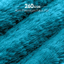 Mr. Sandman Shaggy Faux Fur Sherpa Weighted Blanket 15 lbs for Adult, Soft Luxury Fuzzy Long Fur Heavy Blanket Throw for Twin/Full Size Bed, Sofa and Couch - 48"×72", Teal Green