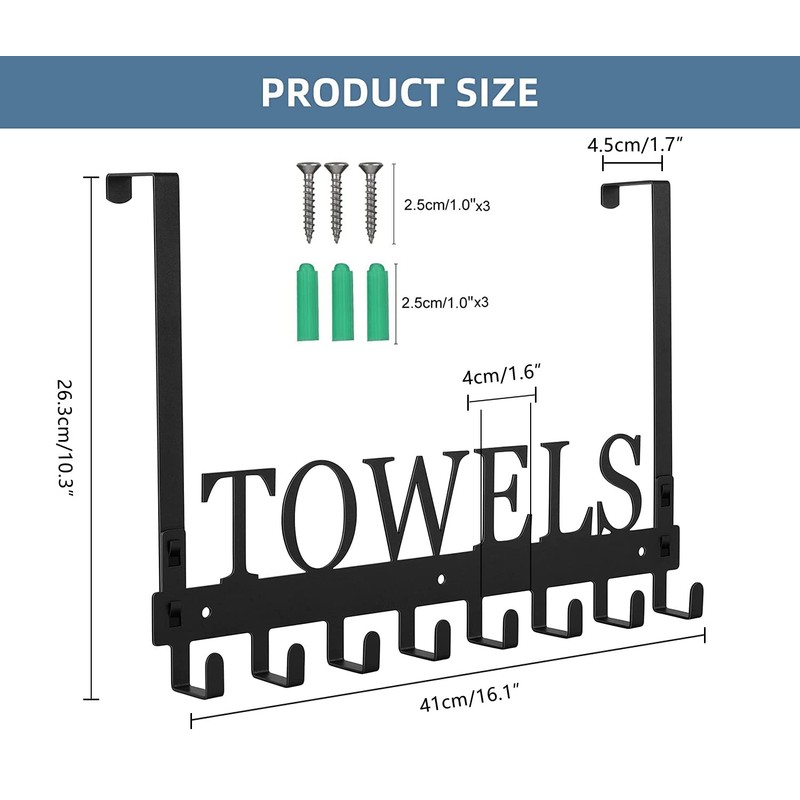 Azmoncy Over The Door Hooks, Towel Rack for Bathroom Towel