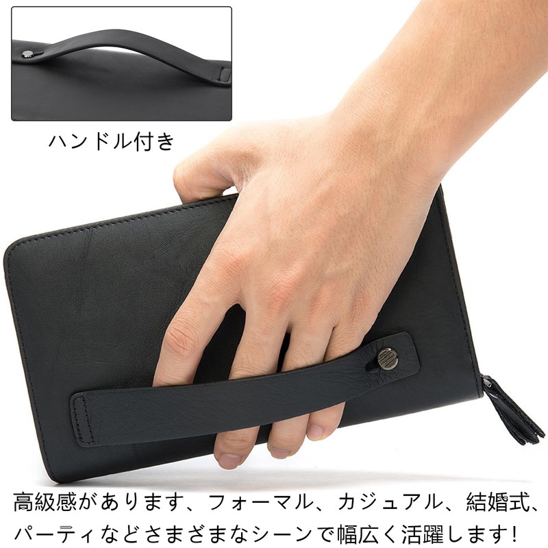 Wifreo Genuine Leather, Second Bag, Men's, Large Capacity, Smartphone Compatible,