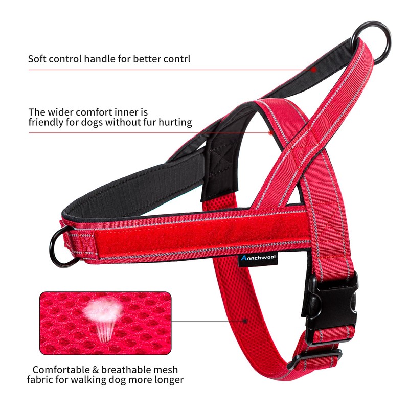 Annchwool No Pull Dog Harness with Soft Padded Handle,Reflective Strip