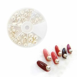 Nail art curve pearl half pearl stone set of 6 wedding nails (W9EE609) / 네일아트 커브진주 반진주 스톤 6종 세트 웨딩네일 (W9EE609)