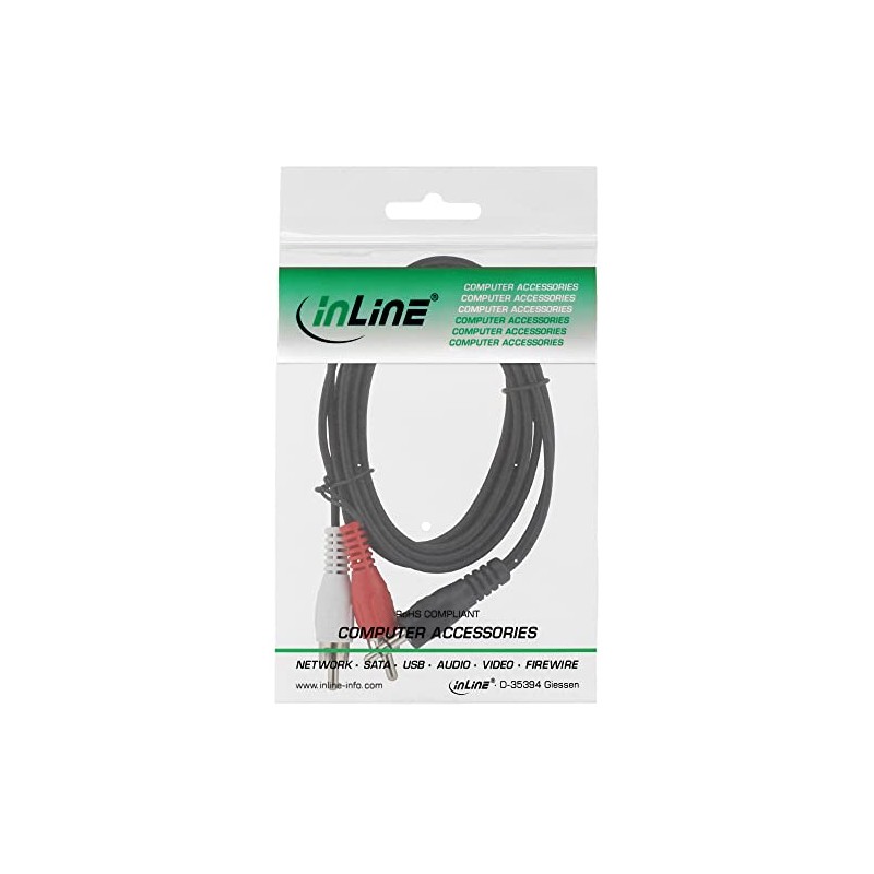 InLine® 2m 2x RCA Male to 3.5mm Male Stereo Audio