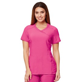 Infinity Cherokee Women Nurse Scrubs Top Mock Wrap 2625A, L, Carmine Pink