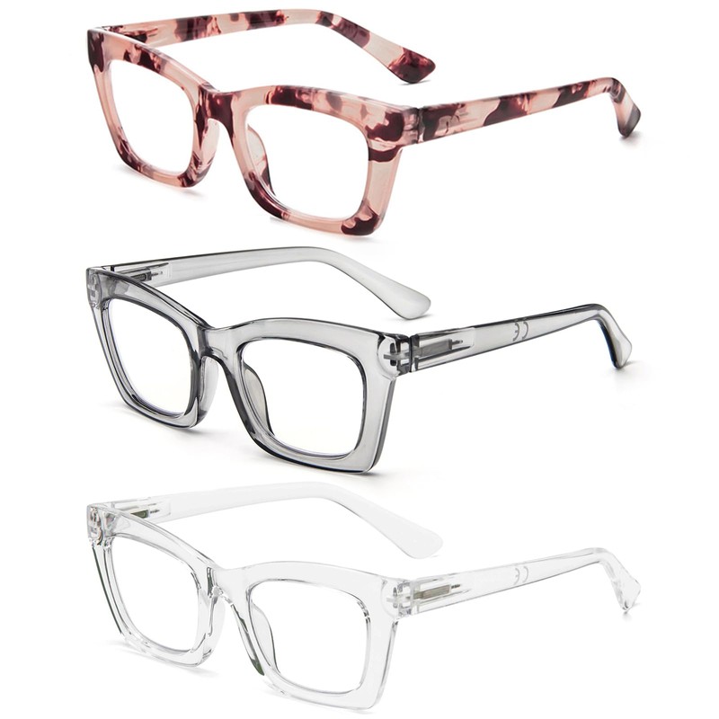 REAVEE 3 Pack Oprah Style Reading Glasses for Women Blue