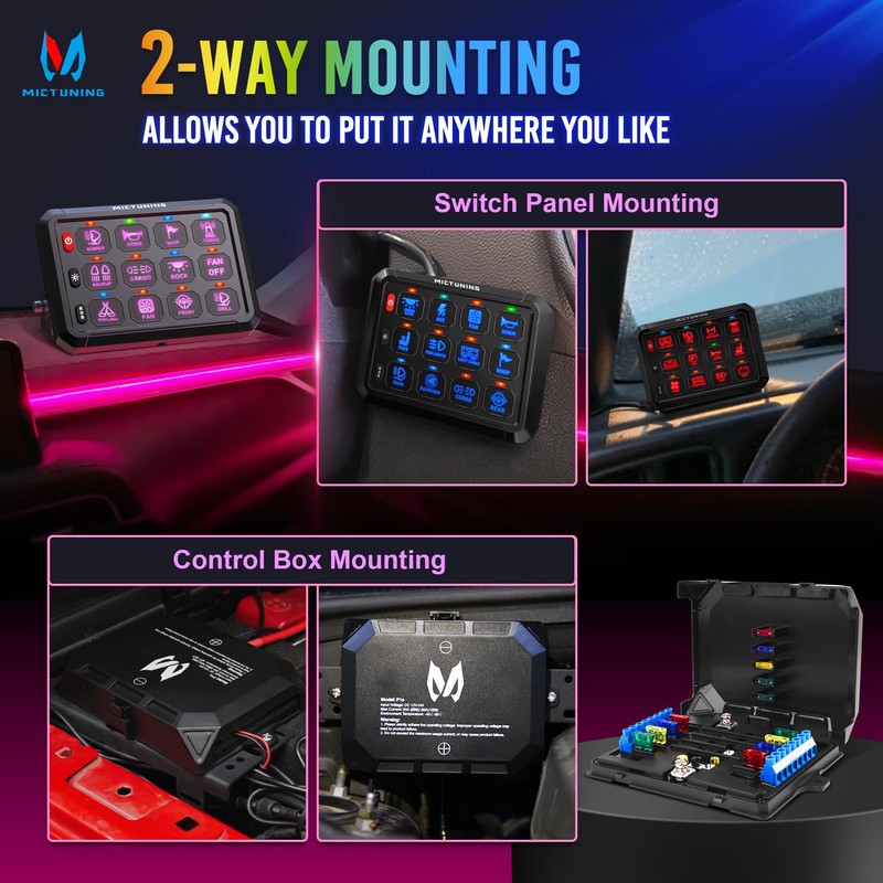 MICTUNING 12 Gang Switch Panel, P1B LED Touch Control Panel