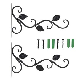 Iron Hanging Plant Bracket, Metal Wall Decor Plant Hanger Hook Heavy Duty Swivel Sturdy for Bird Feeder Flower Baskets Wind Chimes Lanterns Solar String Lights Home Indoor Outdoor 2 Pack Black