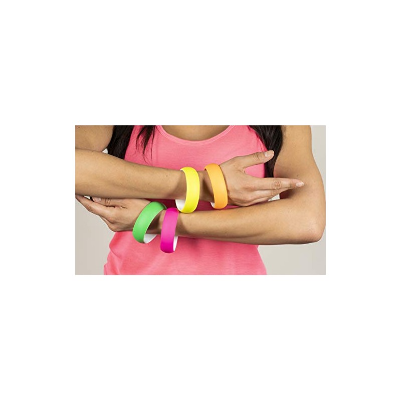 NEON NATION 4 Pack 1980s Style Costume Bracelets 1" Bangles
