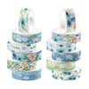 Blue Rose and Washi Tape Set 12 Rolls Floral Decorative