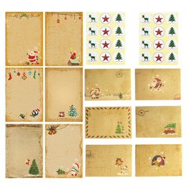 Christmas Writing Paper with Envelope Set, 24 Pieces Christmas Writing Paper with Envelopes, Christmas Cards, Folding Cards Set, Christmas Greetings Cards, Christmas Blank Greeting Cards Set