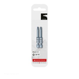 PB SWISS TOOLS E6.400/25CN2 1/4HEX E6 Bit Series T25 Hex Robe Bit with Steps, Total Length: 2.0 inches (50 mm)