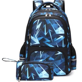 ping Large Capacity School Backpack Set for Students Boys Waterproof School Bag & Pencil Case Daily Use Mochila Infantilcolor: blue