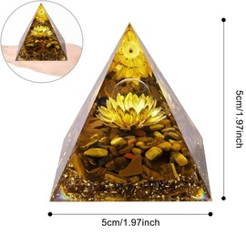 Orgone Pyramid for Positive Energy, Orgonite Money Healing Crystals Pyramid Crystals and Healing Stones for Positive Energy Tiger's Eye Stones Luck White Crystal Money