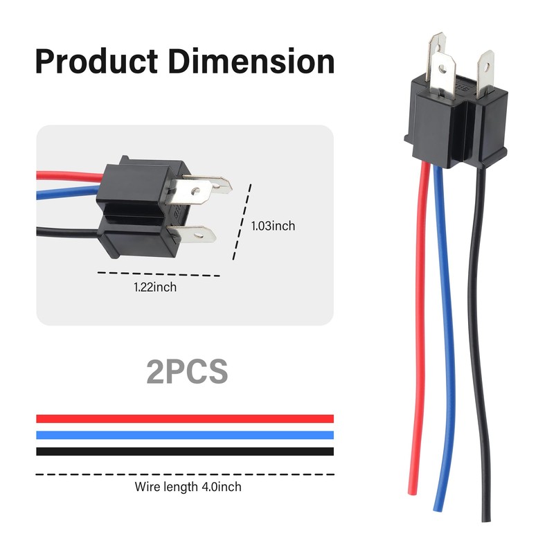 Stacool 2PCS H4 Headlight Connector with 3-Way Headlight Wiring Harness,Female