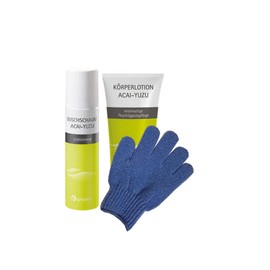 'Body Lotion & Bath Foam Acai Yuzu SPITZNER Set with Free Massage Glove